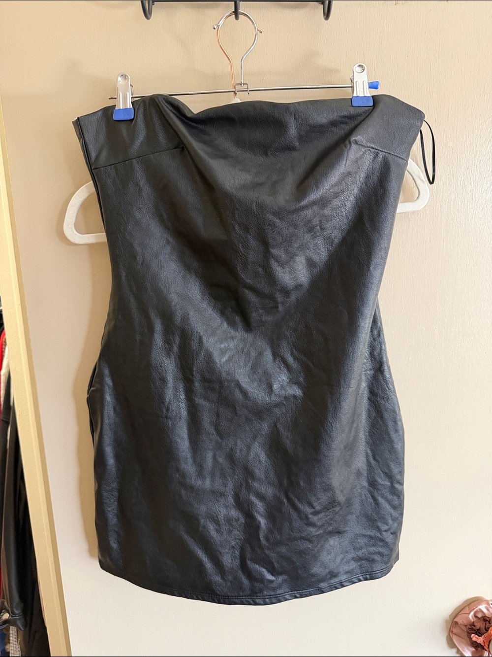 naked wardrobe Black Faux Leather Mini Dress